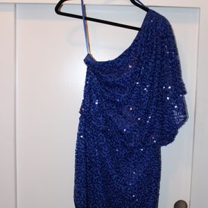 One Shoulder Royal Blue Sequin Dress
